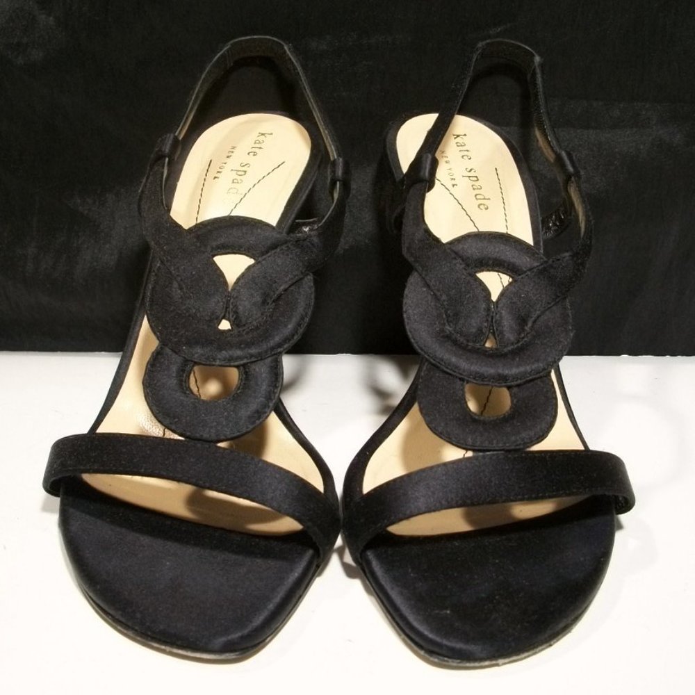 KATE SPADE LANE BLACK SATIN EVENING PUMPS 6.5M